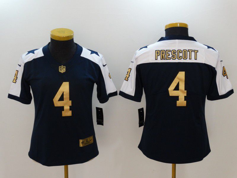 Women Dallas Cowboys #4 Prescott Blue Thanksgiving Nike Vapor Untouchable Limited NFL Jersey->women nfl jersey->Women Jersey